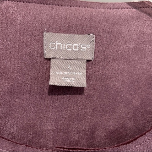 Chicos Faux Suede Jacket Size 3 or XL Light Purple Spring Snap Front - Picture 5 of 5